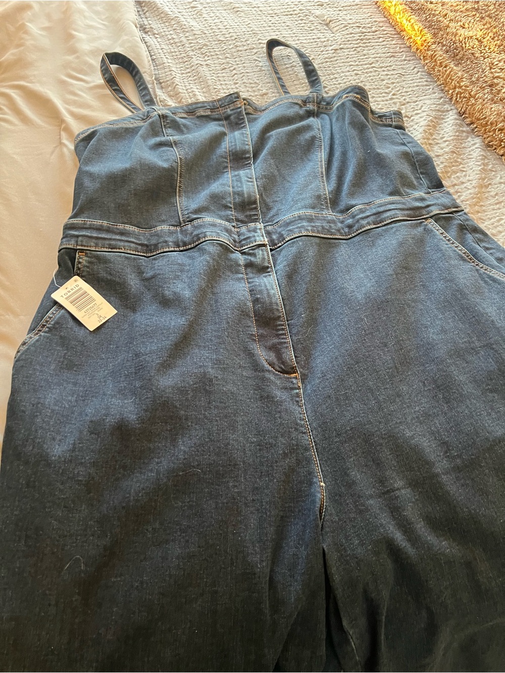torrid Dark Indigo Denim Strap Jumpsuit